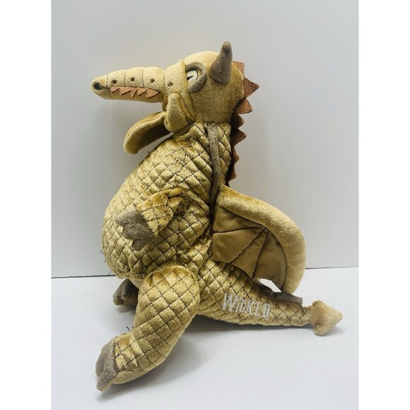 Wicked the Musical Gold Dragon 11" Plush Hand Puppet Time Clock Stuffed Animal - Picture 3 of 11